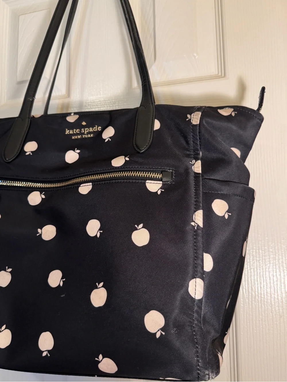 kate spade Black Tote with Apple Print